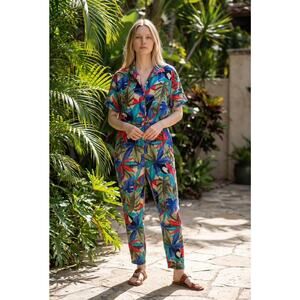 VINTAGE CALIFORNIA KRUSH TROPICAL POCKETS JUMPSUIT SZ M